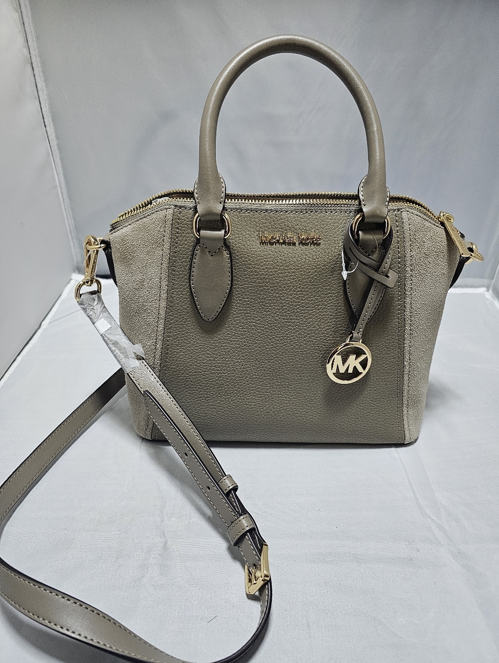 Michael Kors Taupe Dome Satchel with Gold Accents